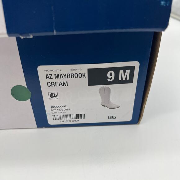 Arizona Jean Co Womens Maybrook Block Heel Cowboy Boots Cream Size 9M - Picture 11 of 11